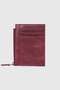 853 Genuine Leather Coin Compartment Zippered Vertical Card Holder Crazy Claret Red - 2