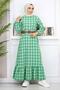 Frilly Hijab Dress Green 19165 - 3