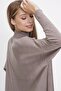 Women's Mink Half Turtleneck Loose Long Knitwear Poncho 22wk222 - 4