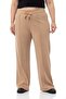 Large Size Elastic Waist and Rope Drawstring Ribbed Stitching Wide Leg Mink Trousers