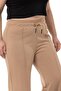 Large Size Elastic Waist and Rope Drawstring Ribbed Stitching Wide Leg Mink Trousers - 4