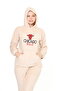 Women's Salmon welsoft hooded soft textured embroidery front double tracksuit suit
