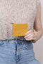 3603 Genuine Leather Coin Compartment Zippered Women's Men's Wallet Card Holder Yellow - 7