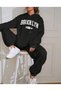 Brooklyn Blue Jogger White Sweatshirt Bottom Top Tracksuit Set Oversize Crew Neck - 5