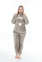 Women's Khaki soft plush high quality tracksuit two-piece set. - 5