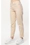 Mom Stone High Waist Women's Beige Trousers Jean - 2