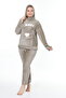Women's Khaki soft plush high quality tracksuit two-piece set. - 6