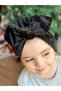 Luxury velvet women's children's wire-knot adjustable bow hair cap scarf black - 2