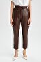 High Waist Faux Leather Trousers with Jogger Pockets - 7