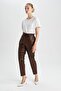 High Waist Faux Leather Trousers with Jogger Pockets - 4