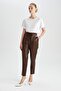 High Waist Faux Leather Trousers with Jogger Pockets - 5