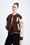 Water Repellent Printed College Collar Bomber Jacket Y8120az22wn - 6