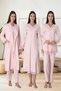 Women's Pink Lace Long Sleeve Cotton Maternity Maternity Dressing Gown Pajamas Set Nightgown Set