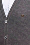 Men's V-Neck Knitwear Gray Cardigan Buttoned Patterned Steel Knit Regular Fit - 4835m - 4