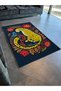 Navy Blue Themed Surrealist Leopard and Flower Patterned Creative Modern Decorative Carpet 2010 - 3