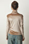 Women's Beige Gathered Collar Stylish Velvet Blouse FF00144 - 8