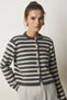 Women's Gray Metal Button Detailed Striped Knitwear Cardigan PF00043 - 3