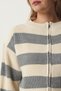Women's Cream Gray Zippered Striped Knit Cardigan MC00246 - 3