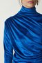 Women's Blue Gathered Collar Stylish Velvet Blouse FF00144 - 5