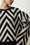 Women's Black Cream Pattern Spanish Sleeve Thick Knitwear Sweatshirt YU00006 - 6