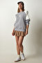 Women's Gray White Colorblock Raised Sweatshirt HF00448 - 2