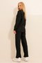 Women's Black Polo Collar Top and Palazzon Trousers Knitwear Bottom Top Set ALC-796-001 - 6