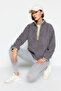 Gri Peluş Örme Spor Sweatshirt THMAW23SW00021 - 2