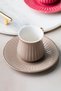 Lena Gold Gilt Colored 6-Person Porcelain Coffee Cup Set - 4