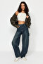 More Sustainable Koyu Mavi Yıkama Efektli Bol Kesim Yüksek Bel Loose Baggy Jeans TWOAW24JE00308 - 7
