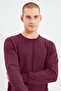 Burgundy Regular/Normal Cut Fleece/Warm Sweatshirt Tmnaw21Sw1208 - 4
