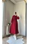 Elastic Waist Hooded Dress Claret Red