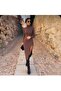 women's brown half turtleneck one leg slit long sleeve bodycon midi dress - 2