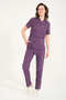 Lycra Scrubs Plum Envelope Collar Doctor Nurse Uniform Set Unisex - 2