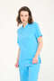 Lycra Scrubs Baby Blue Envelope Collar Doctor Nurse Jersey Single Top - 2
