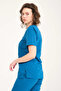 Lycra Scrubs Turquoise Envelope Collar Doctor Nurse Jersey Single Top - 3
