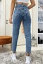 Blue Snow Wash High Waist Mom Jean Jeans (Buy 1 size larger) - 3