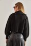 Women's Black Zippered Knitwear Cardigan 20234243 - 2