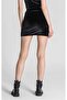 women's asymmetrical wrap high waist black velvet mini skirt - 2