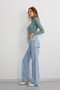Women's Green Lycra Stretchy Turtleneck Knitwear Sweater - 5
