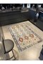 Beige Blue Themed Traditional Motif Mixed Shape Patterned Vintage Decorative Carpet 1973 - 2