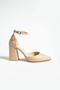 8.5 cm nude thick heel ankle strap stiletto heels - 4