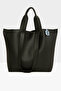 Women's Black Double-Strap Textured Large Tote Bag M000008166