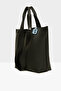 Women's Black Double-Strap Textured Large Tote Bag M000008166 - 2