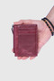 853 Genuine Leather Coin Compartment Zippered Vertical Card Holder Crazy Claret Red - 5