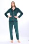 Green Front Buttoned Velvet Winter Women's Pajama Set - 4