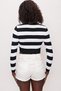Women's Striped Knitwear Crop Top Black-ecru 22sw303 - 5