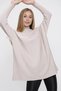Women's Beige Half Turtleneck Loose Long Knitwear Poncho 22wk222