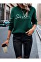 Women's Nephti Green Smile Printed Crew Neck Oversize Sweatshirt - 3