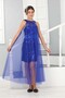 Sequin Sequin Embroidered Tulle Detail Girl's Black Graduation Wedding Evening Dress