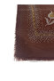 Stone Embroidered Brown Flamed Writing Rose Pattern Scarf 100x100cm - 4
